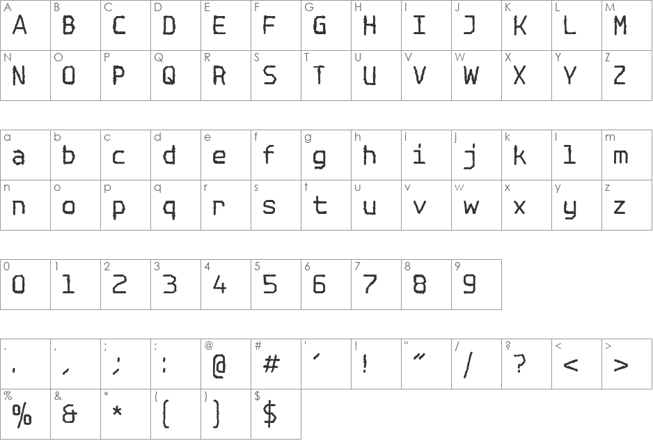 Spotlight Typewriter NC font character map preview