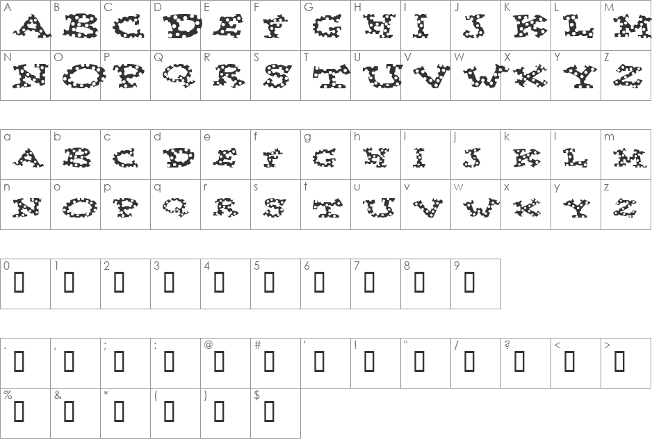 Spotty Font font character map preview