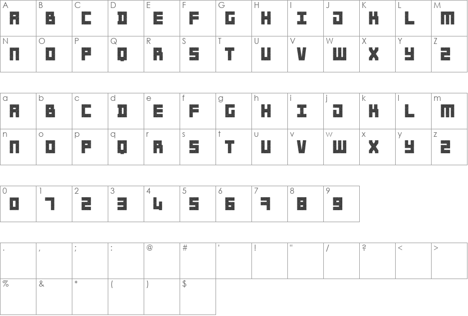 Spoutnik font character map preview