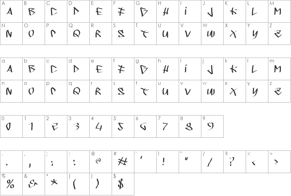 SprayersTypes font character map preview