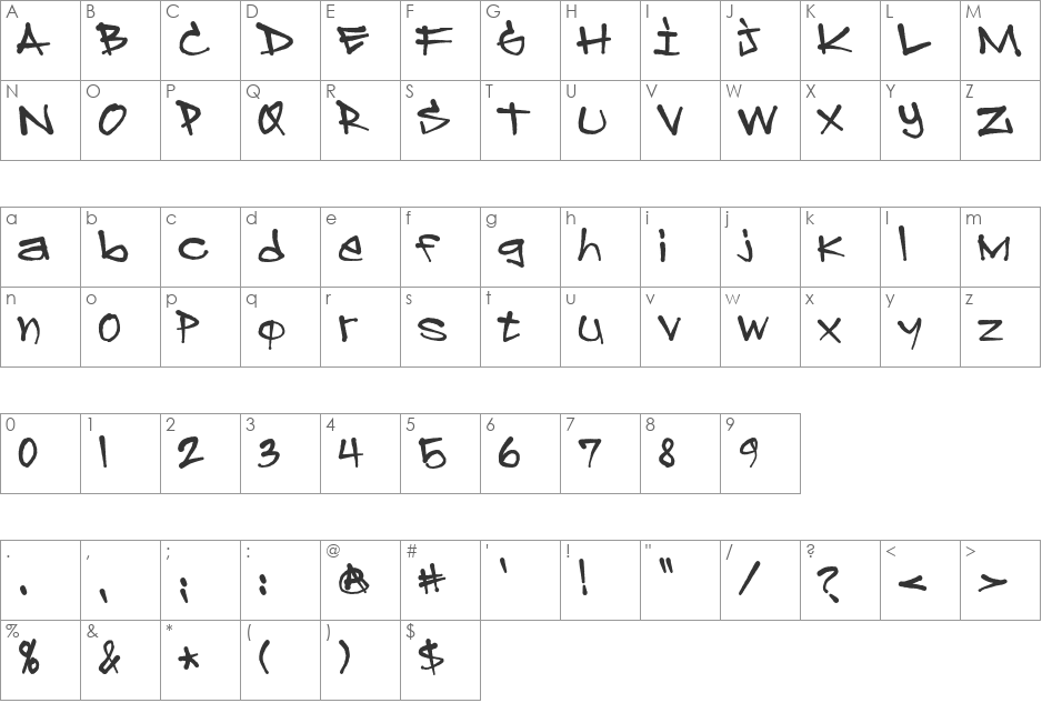 Sprayerz font character map preview