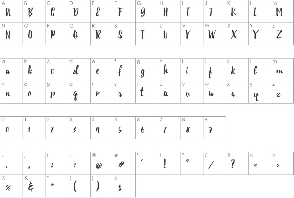 Beacon font character map preview