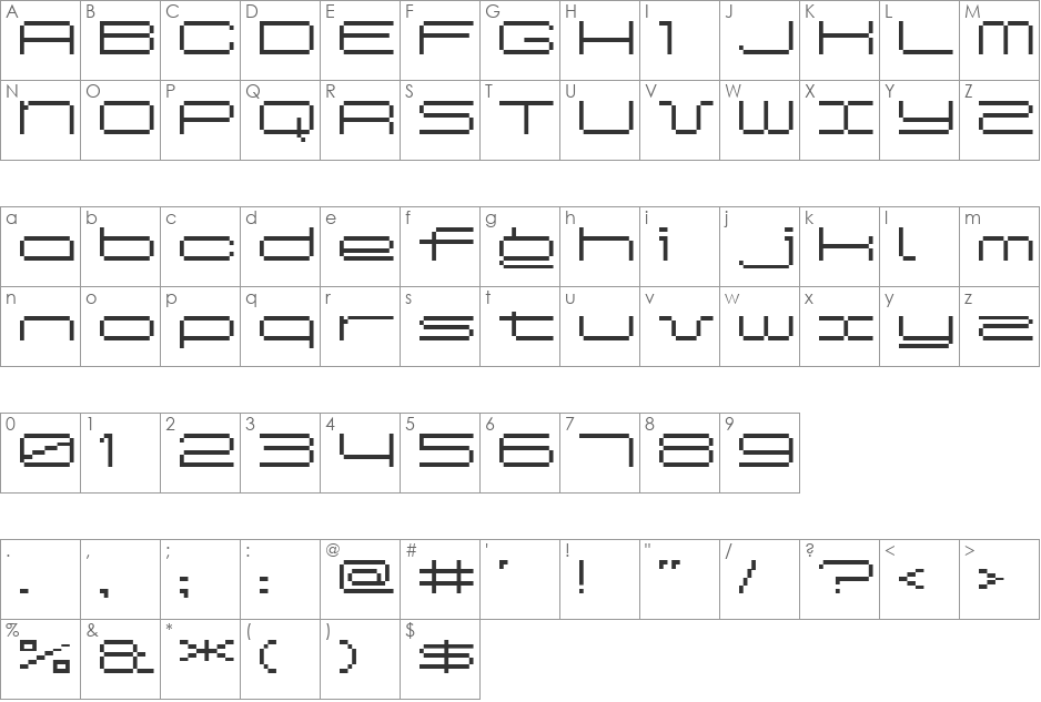 SpreadBitA10 font character map preview