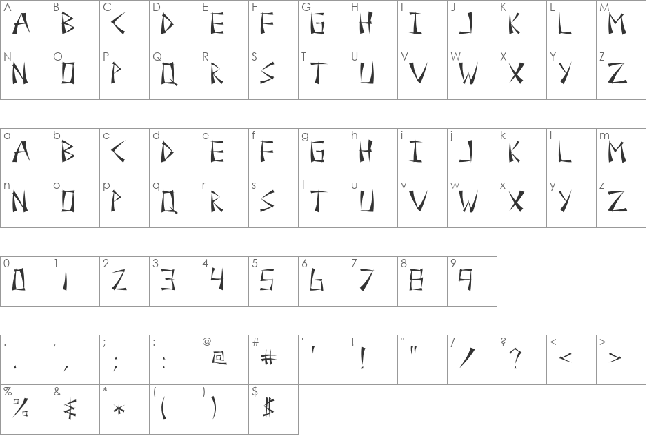 Spring Roll font character map preview
