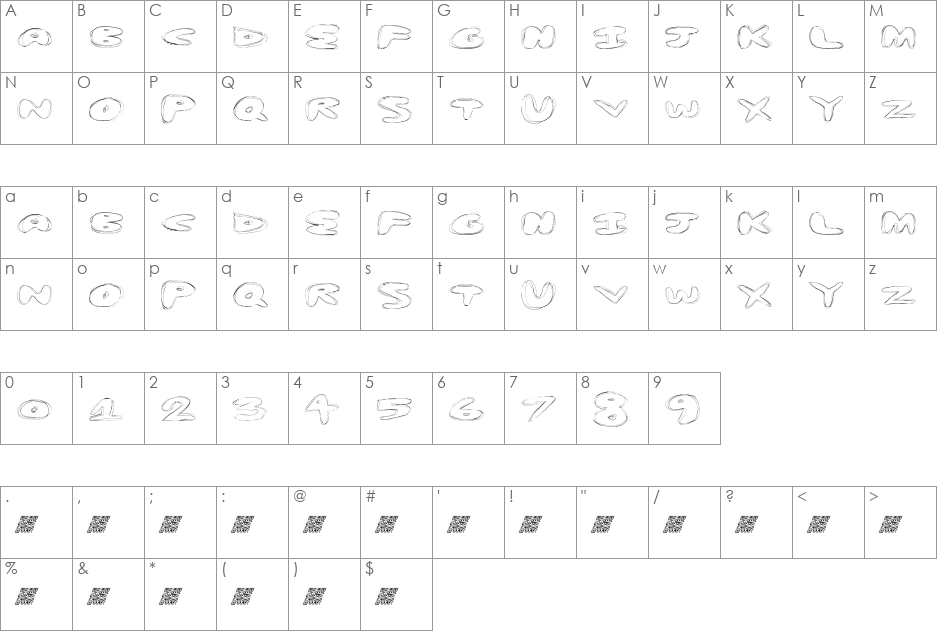 SpringBump font character map preview