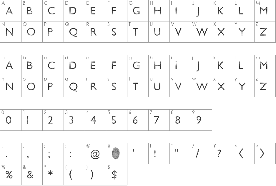 Bead Chain font character map preview