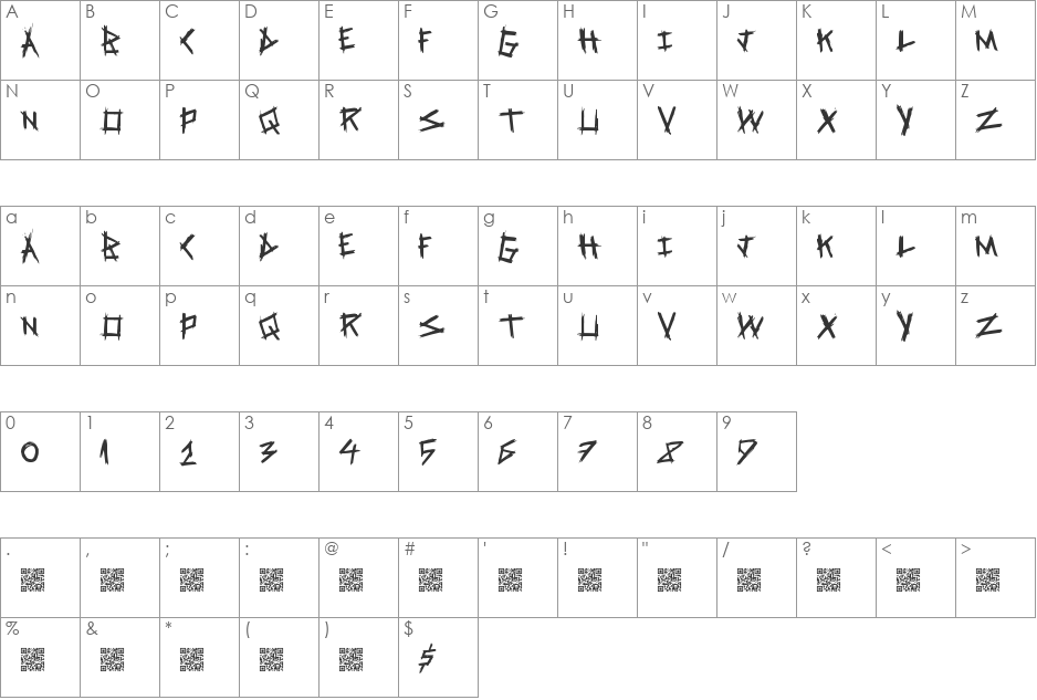 SpringRage font character map preview