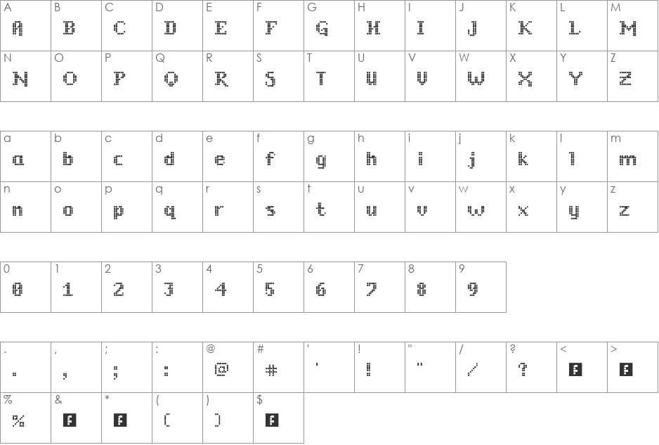 Beady Font font character map preview