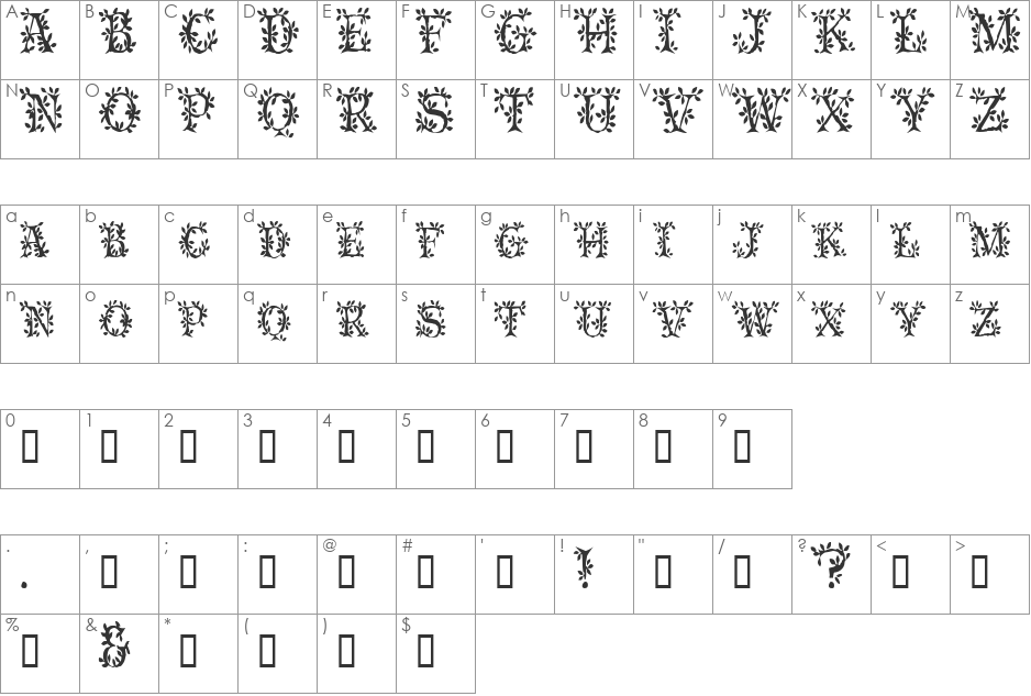 SpringtimeCondensed font character map preview