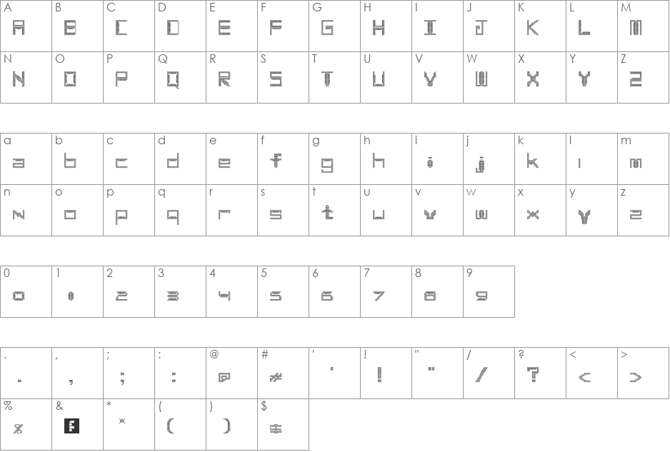 Beadydot font character map preview