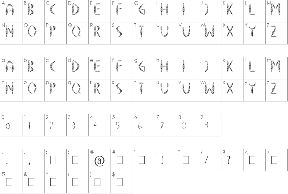 Springy font character map preview