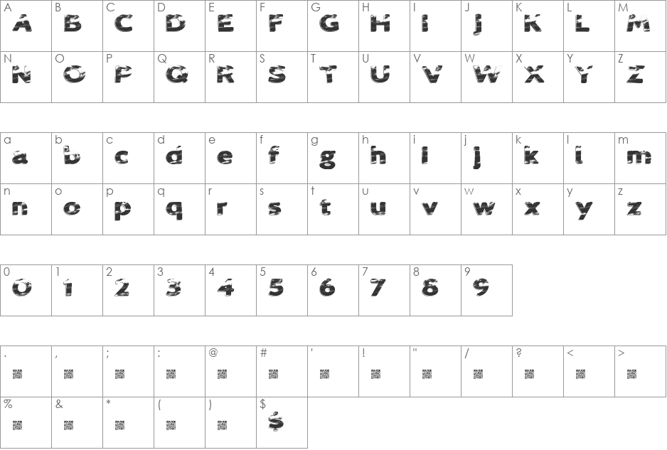 SprungBreakers font character map preview