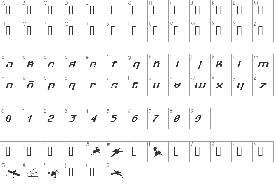 spuknik font character map preview