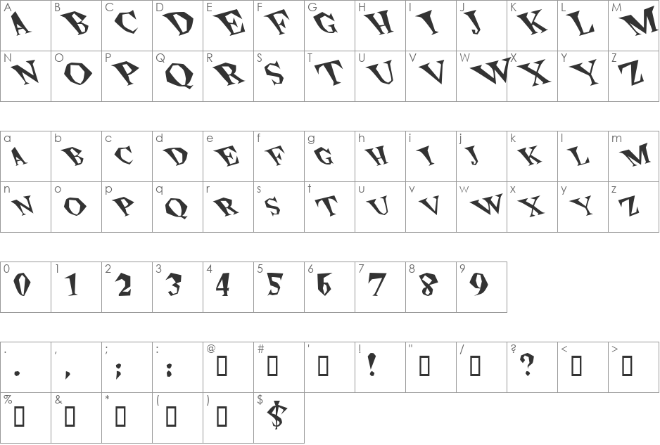 SpunkExtended font character map preview