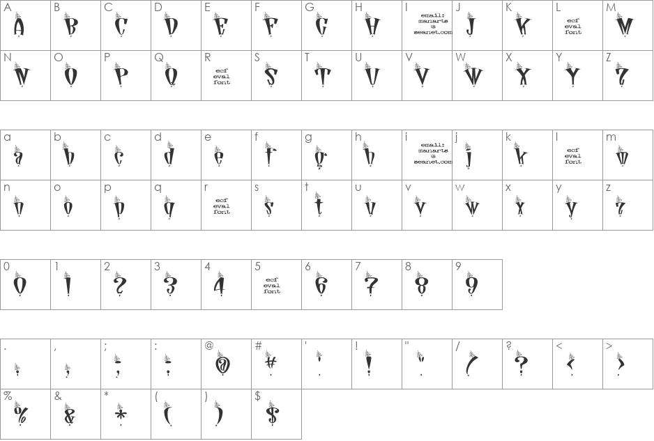 sputnyk nad zvyezdamy (eval) font character map preview
