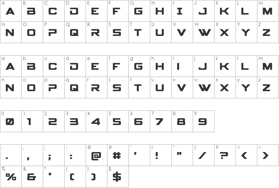 Spy Agency font character map preview
