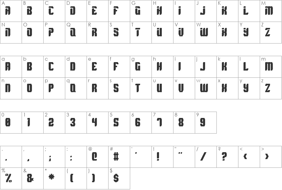 Spyh font character map preview
