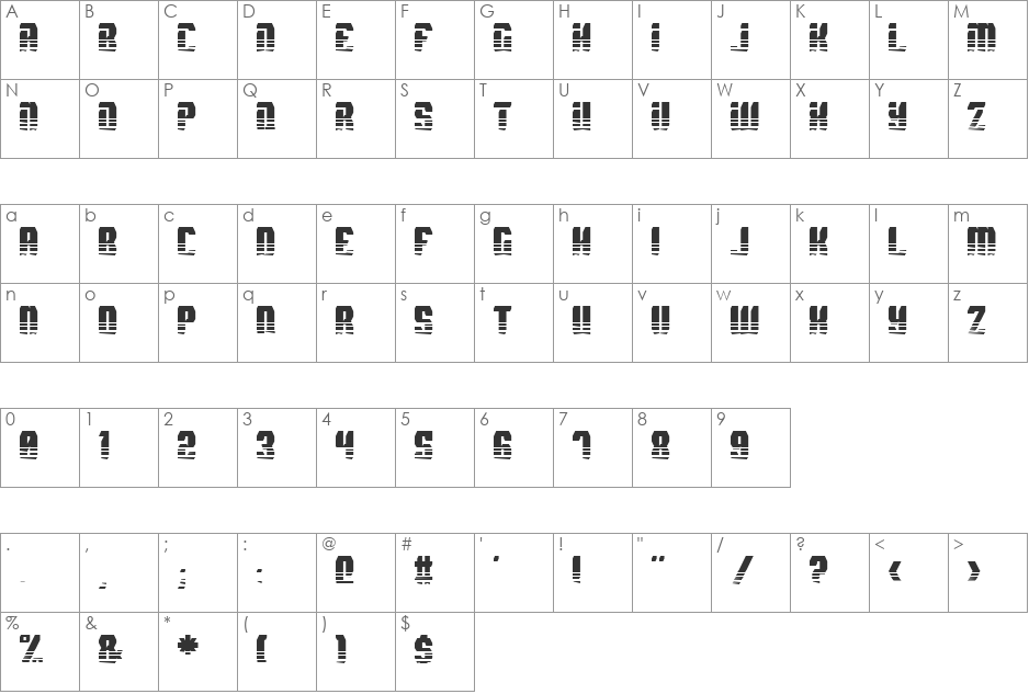 Spyh font character map preview