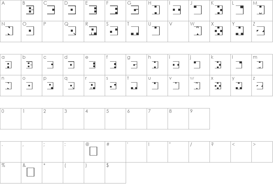 Sqsville font character map preview