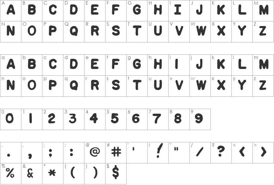 Squa Tront! font character map preview