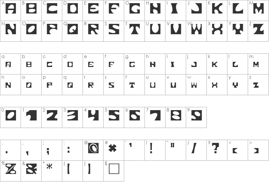 Square circle font character map preview