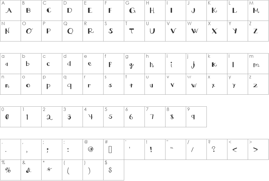 Square Curves font character map preview