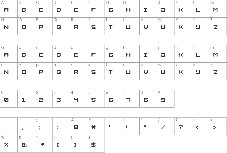 Square Metal-7 font character map preview