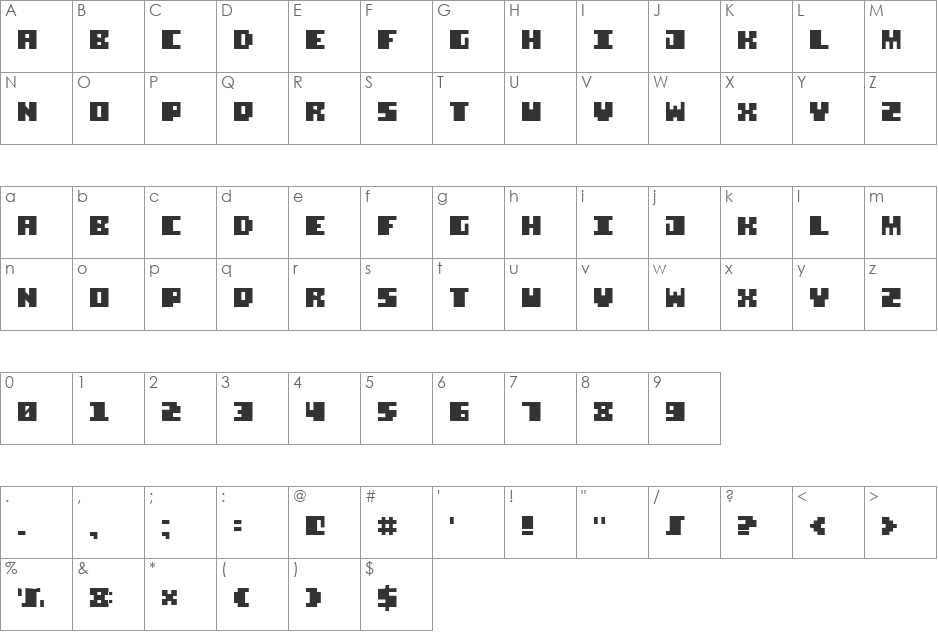Square Stone-7 font character map preview