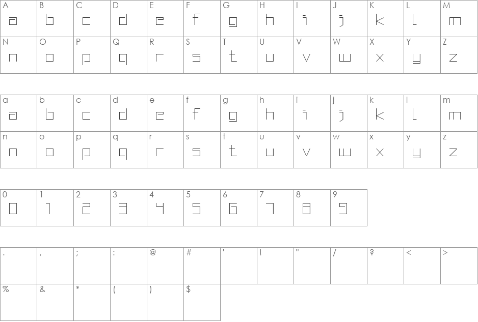 Squared Display font character map preview