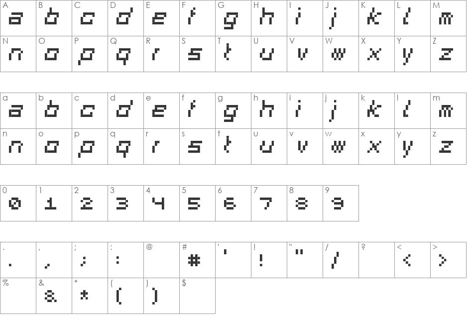 SquareDance01 font character map preview