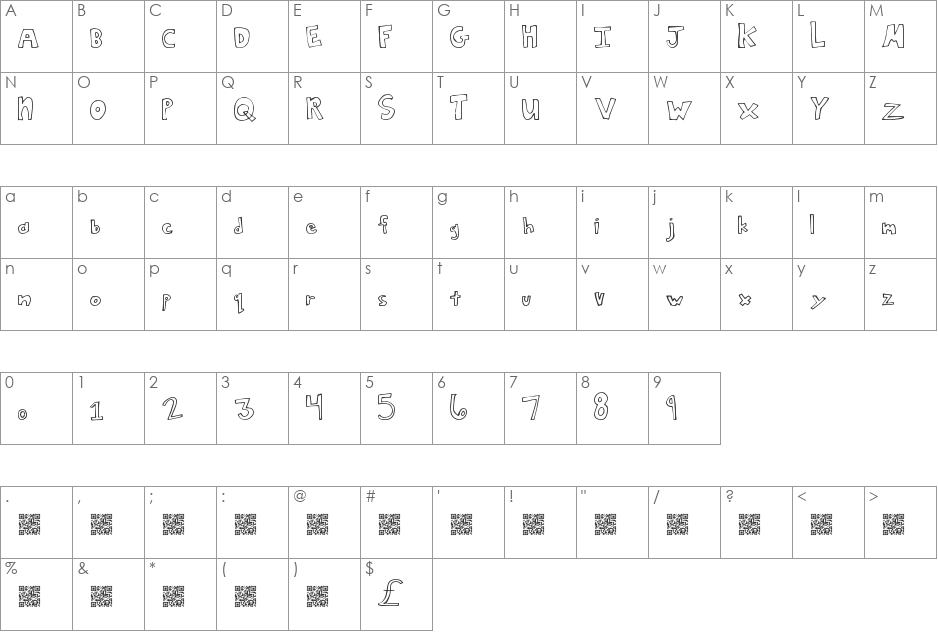 SquareDeal font character map preview