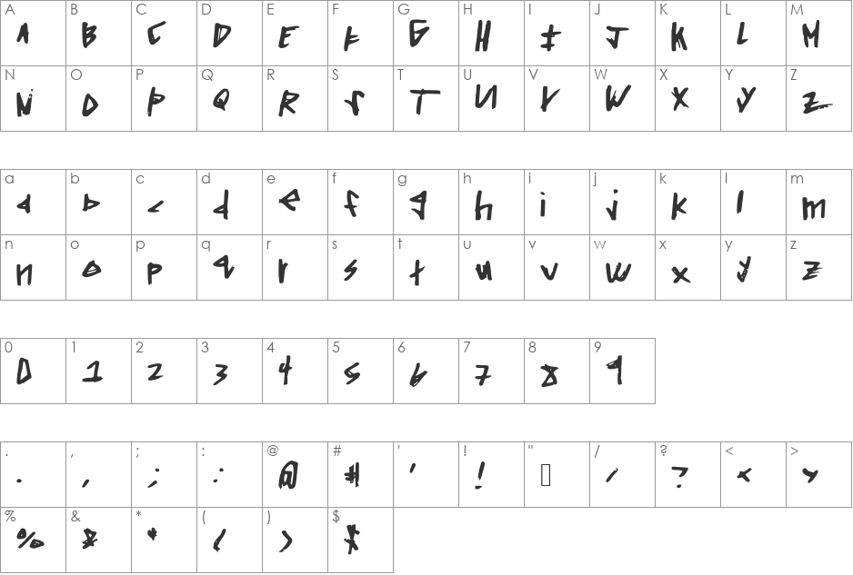 SquaredOff font character map preview