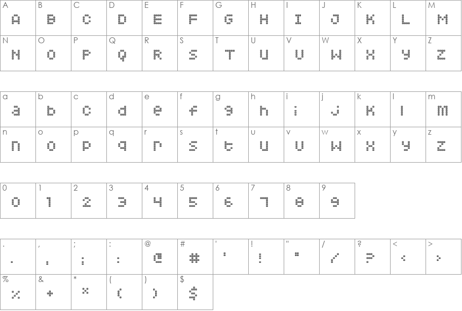 Squarodynamic 07 font character map preview