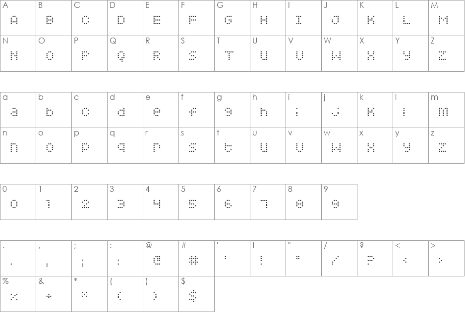 Squarodynamic 10 font character map preview
