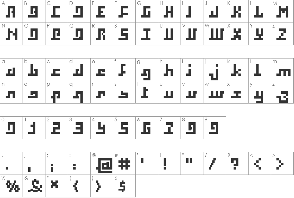 Squaropen font character map preview
