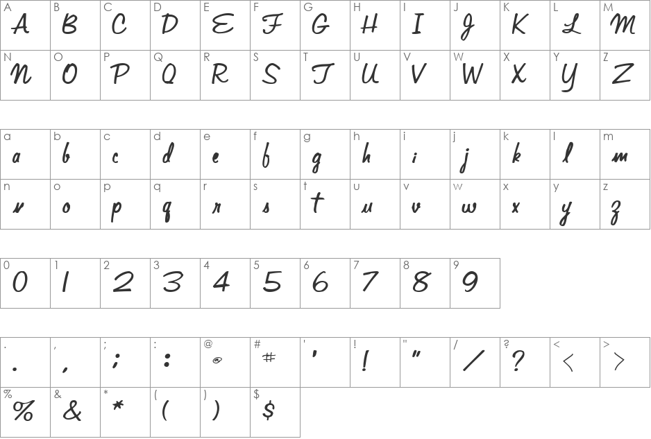 AdriAnna44 font character map preview