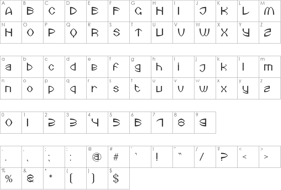 SRP_E font character map preview