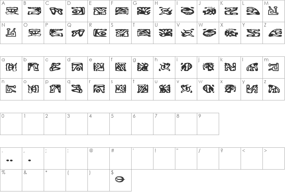 ST Bajoran Ideogram font character map preview