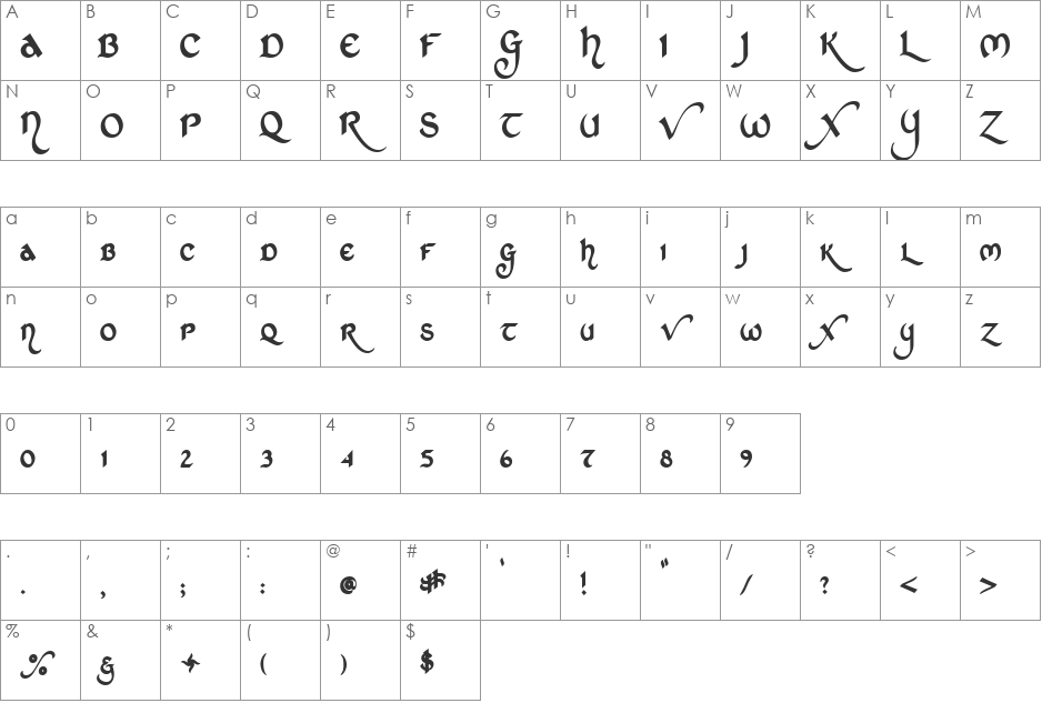 St Charles font character map preview