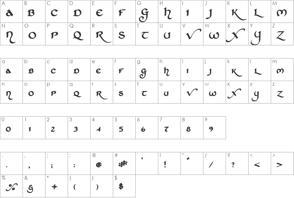 St Charles Dark font character map preview