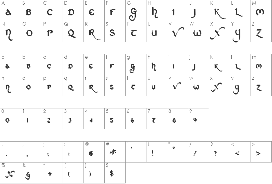 St Charles Ornate font character map preview
