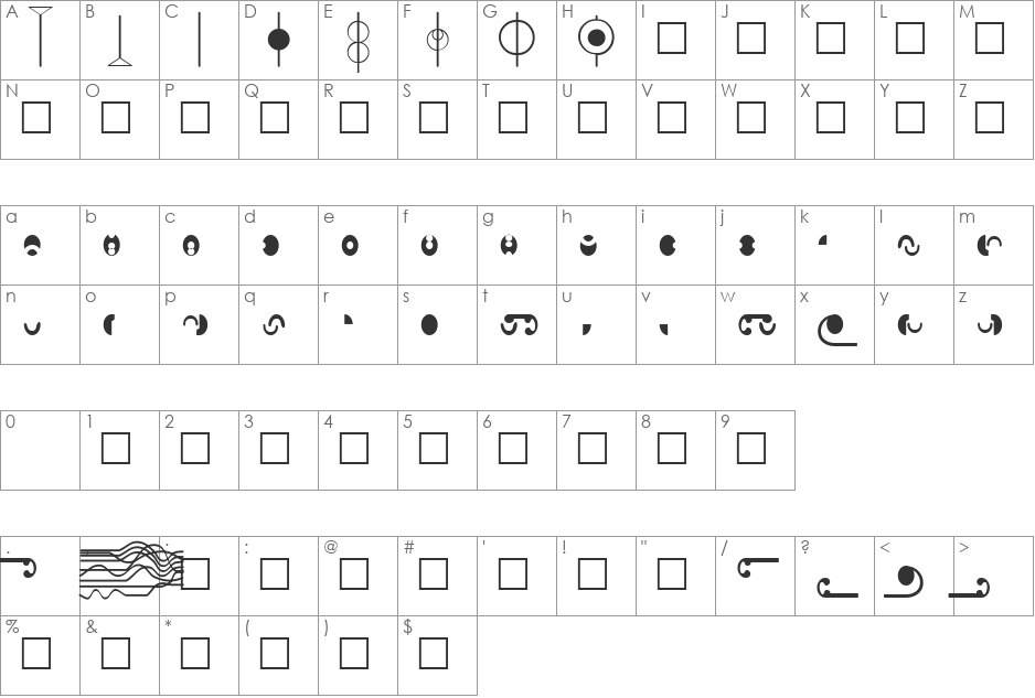ST Krenim font character map preview