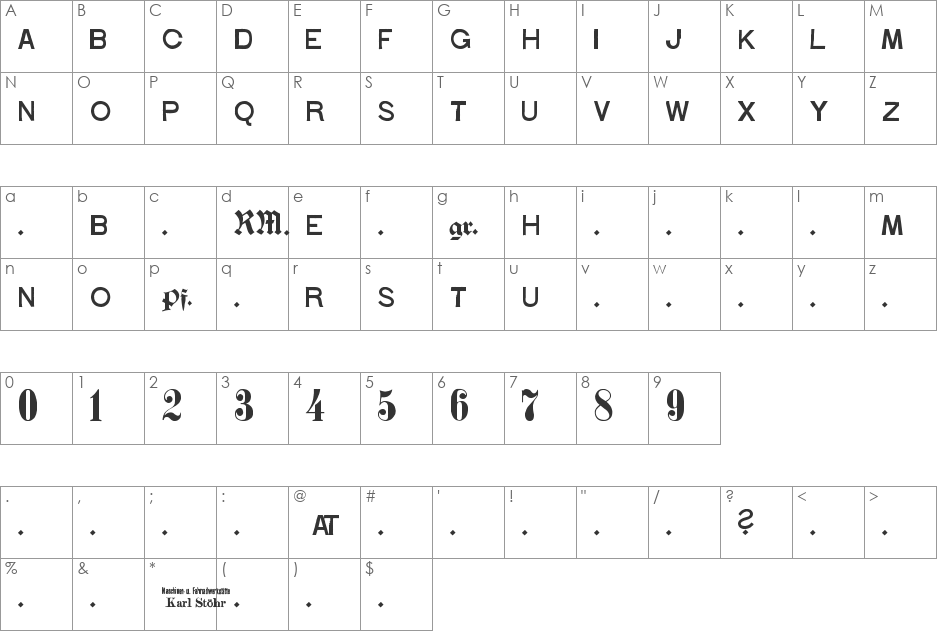 st?hr_numbers font character map preview