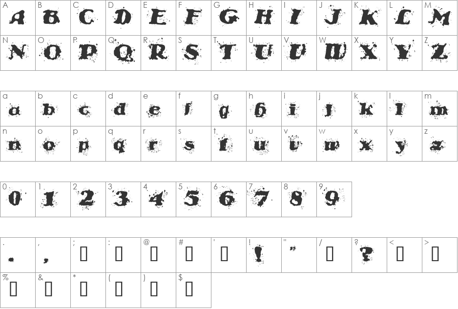 StableNo font character map preview