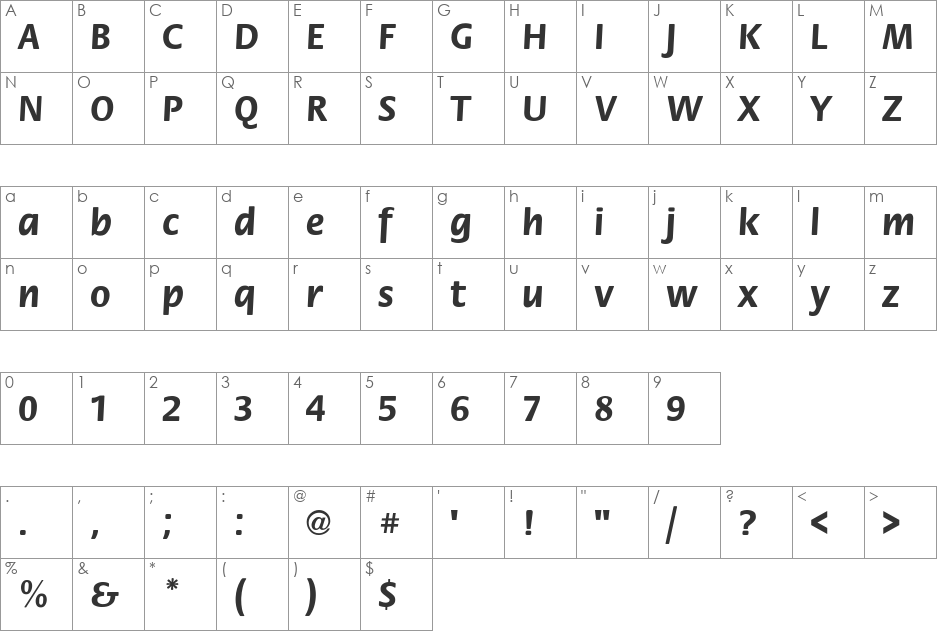 Stack font character map preview
