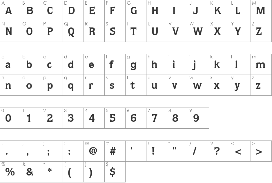 Stack SSi font character map preview