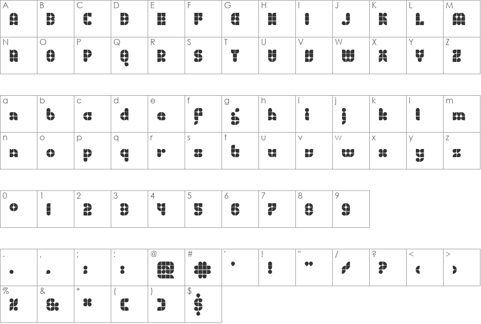 Stadia font character map preview
