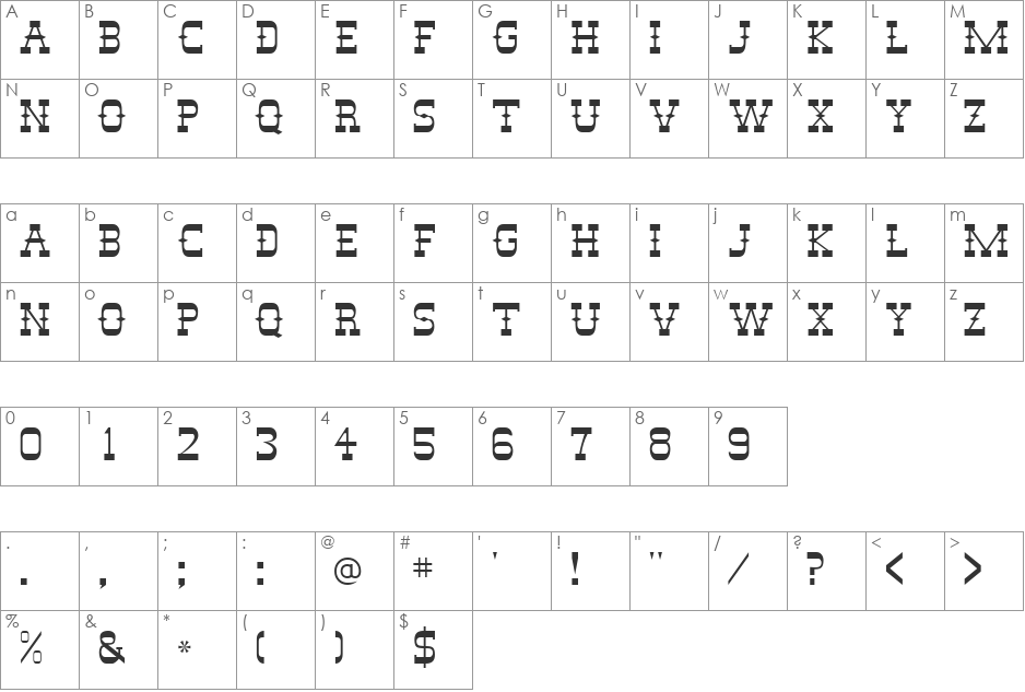 StagecoachCapsSSi font character map preview