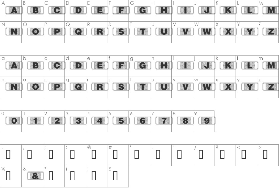 StagTickets font character map preview
