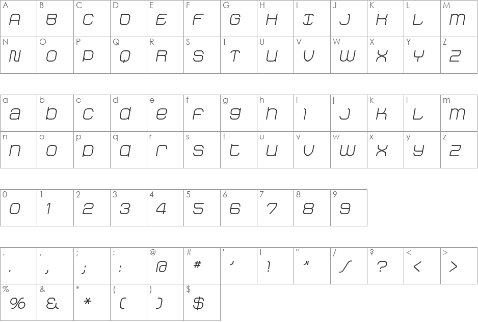 Stak font character map preview